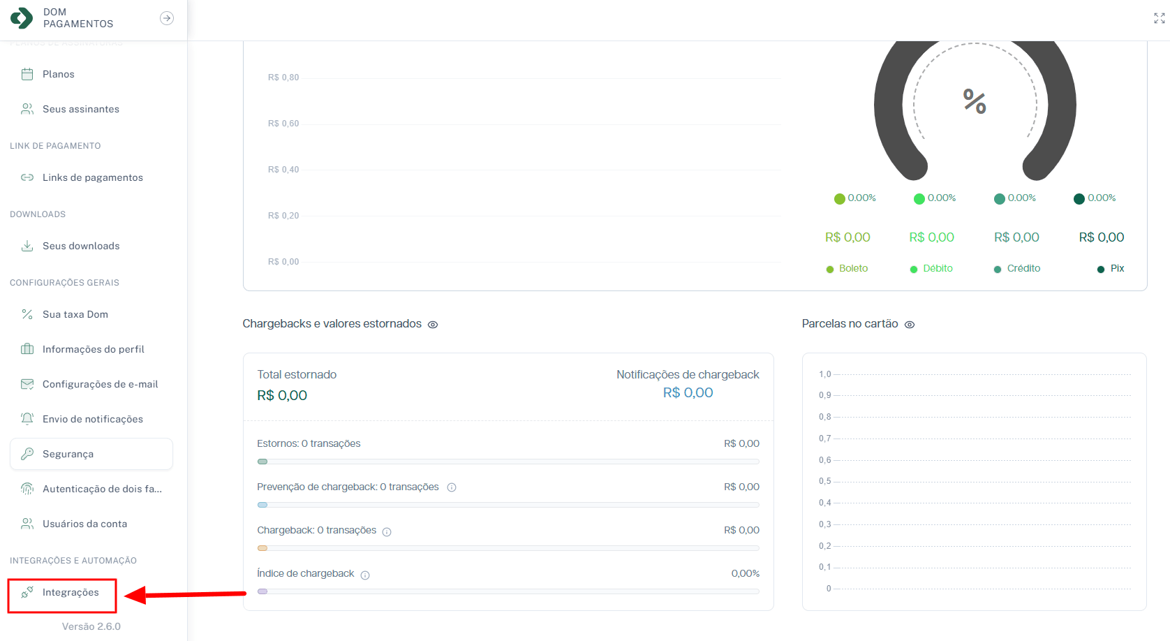 Clicar em Integrações