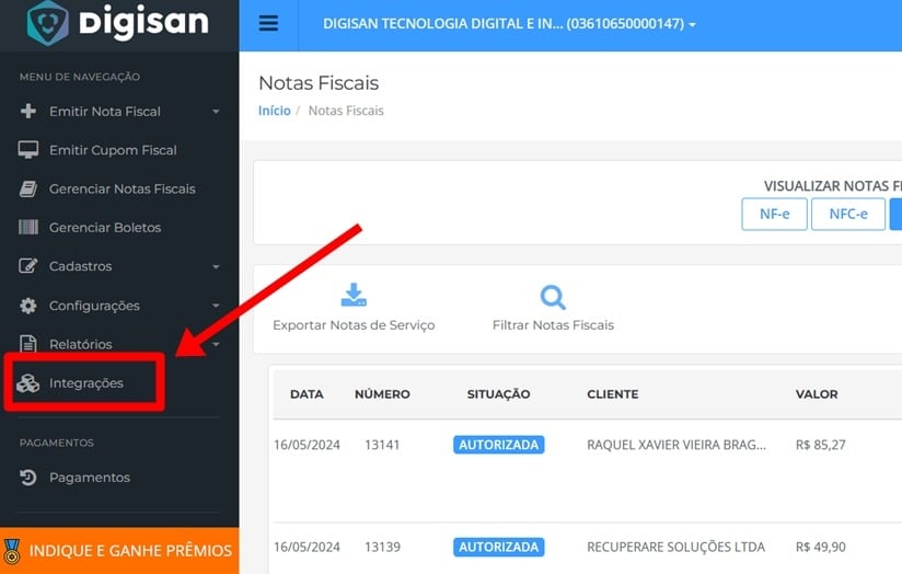 Integrações na Digisan